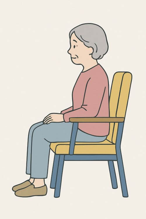 横向きで座る高齢女性
